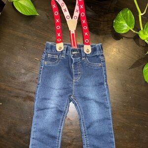 Cat & Jack Denim Pants with Red Suspenders